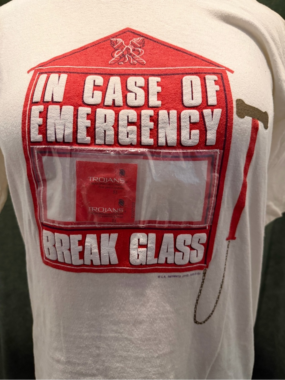 Trojan Graphic 'In Case of Emergency Break Glass' Tee - White & Red